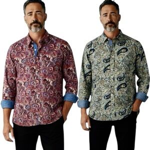 Cremieux Premium Shirt Mens M Lot Of 2  Paisley Long Sleeve Button Up NWOT